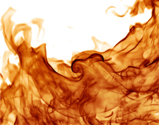 Fire against a white background